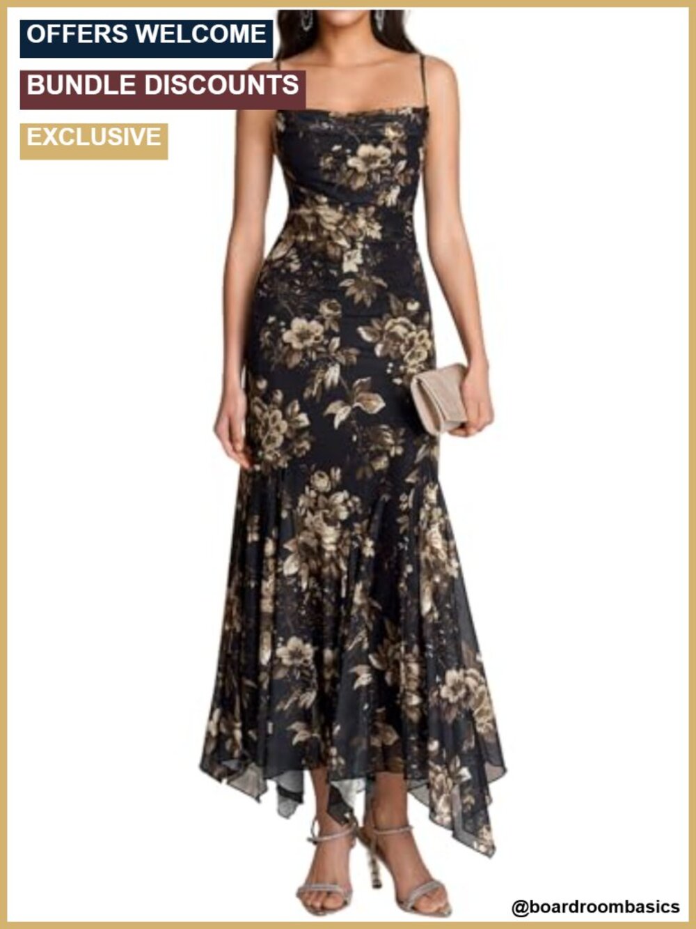Floral Maxi Dress Spaghetti Strap Mermaid Wedding Guest